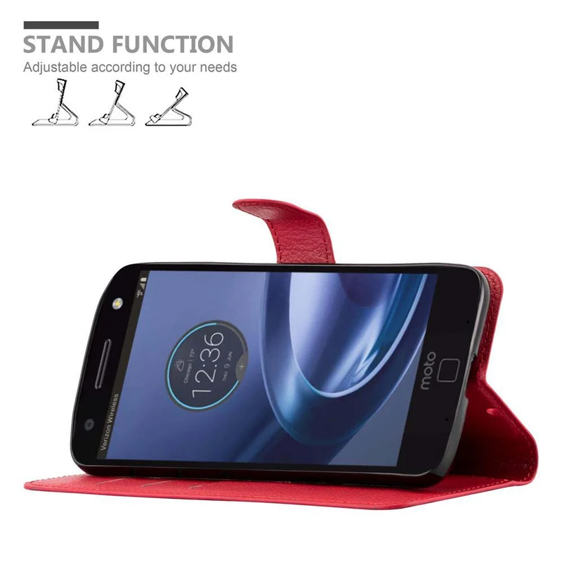 Cadorabo Hülle kompatibel mit Motorola MOTO Z FORCE Schutzhülle mit Magnetverschluss, Standfunktion und Kartenfach