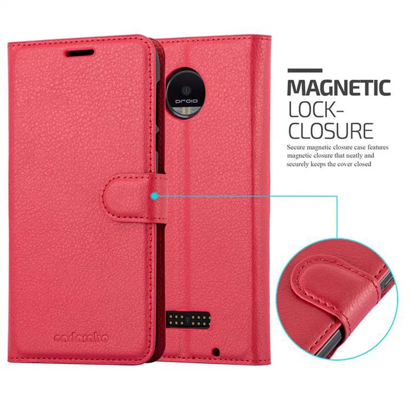 Cadorabo Hülle kompatibel mit Motorola MOTO Z FORCE Schutzhülle mit Magnetverschluss, Standfunktion und Kartenfach