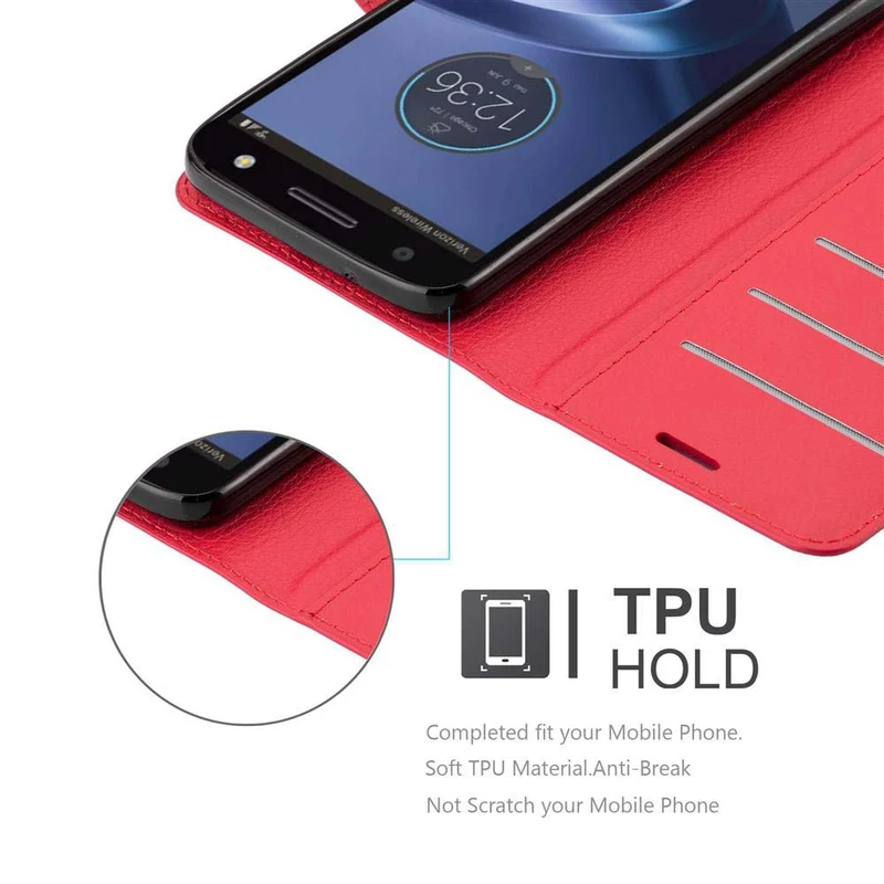 Cadorabo Hülle kompatibel mit Motorola MOTO Z FORCE Schutzhülle mit Magnetverschluss, Standfunktion und Kartenfach