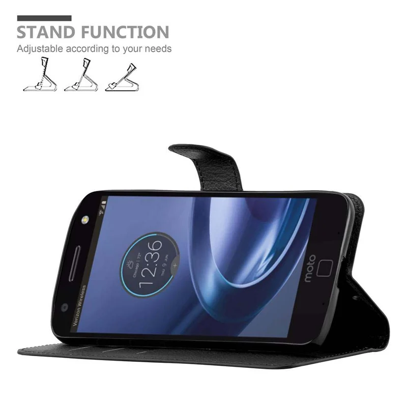 Cadorabo Hülle kompatibel mit Motorola MOTO Z FORCE Schutzhülle mit Magnetverschluss, Standfunktion und Kartenfach