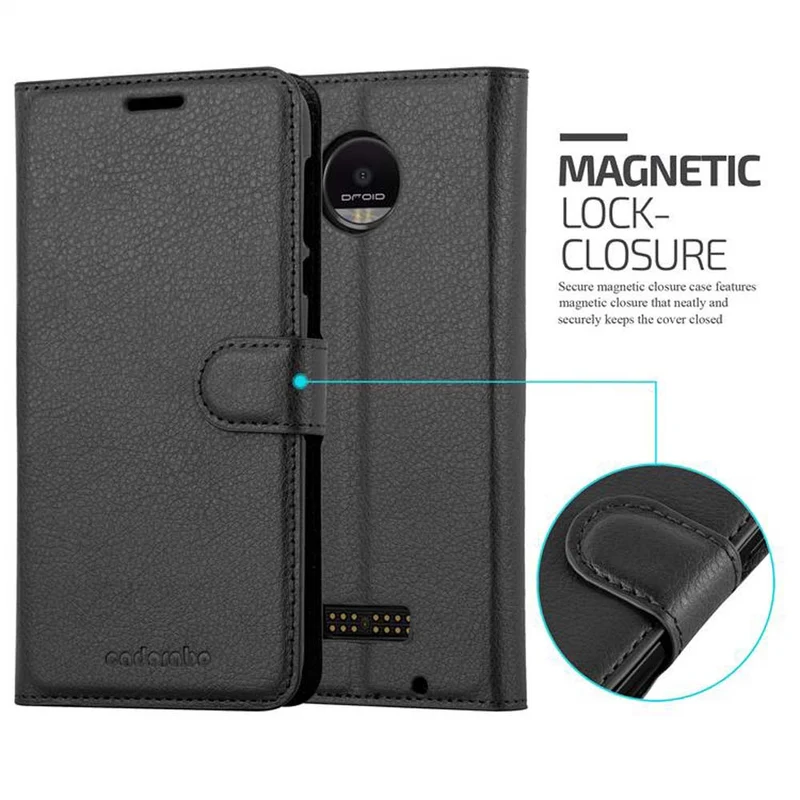 Cadorabo Hülle kompatibel mit Motorola MOTO Z FORCE Schutzhülle mit Magnetverschluss, Standfunktion und Kartenfach