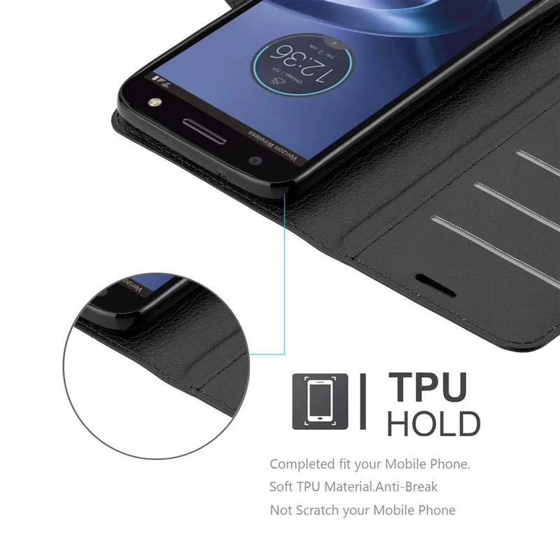Cadorabo Hülle kompatibel mit Motorola MOTO Z FORCE Schutzhülle mit Magnetverschluss, Standfunktion und Kartenfach