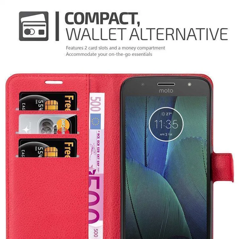 Cadorabo Hülle kompatibel mit Motorola MOTO G5S PLUS Schutzhülle mit Magnetverschluss, Standfunktion und Kartenfach