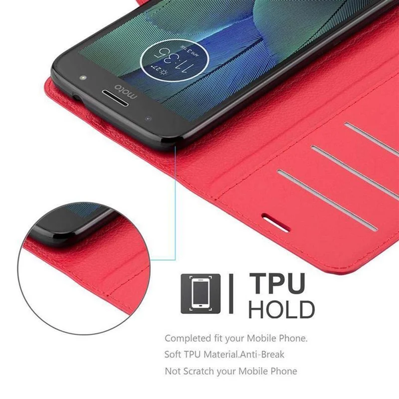 Cadorabo Hülle kompatibel mit Motorola MOTO G5S PLUS Schutzhülle mit Magnetverschluss, Standfunktion und Kartenfach