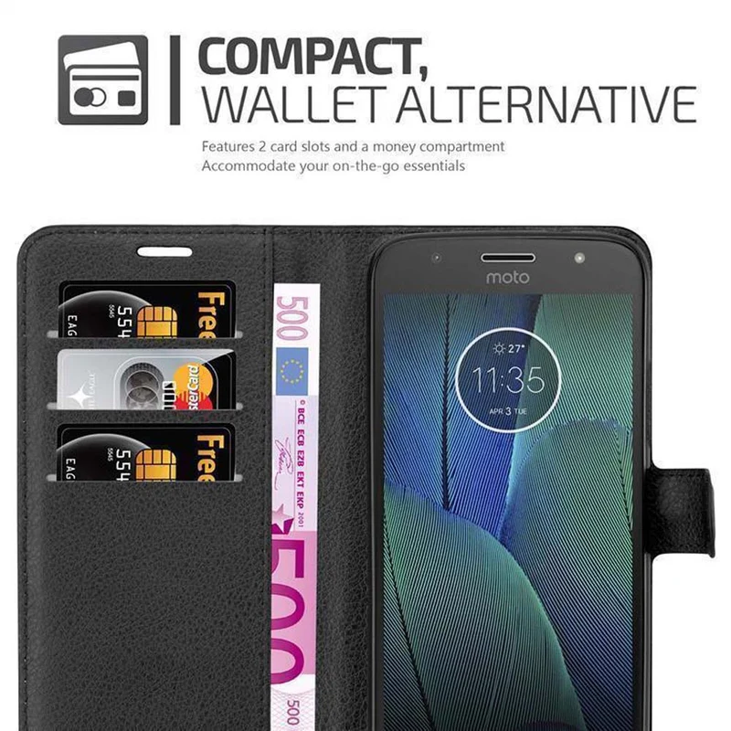 Cadorabo Hülle kompatibel mit Motorola MOTO G5S PLUS Schutzhülle mit Magnetverschluss, Standfunktion und Kartenfach