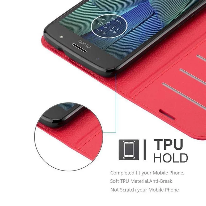 Cadorabo Hülle kompatibel mit Motorola MOTO G5S Schutzhülle mit Magnetverschluss, Standfunktion und Kartenfach