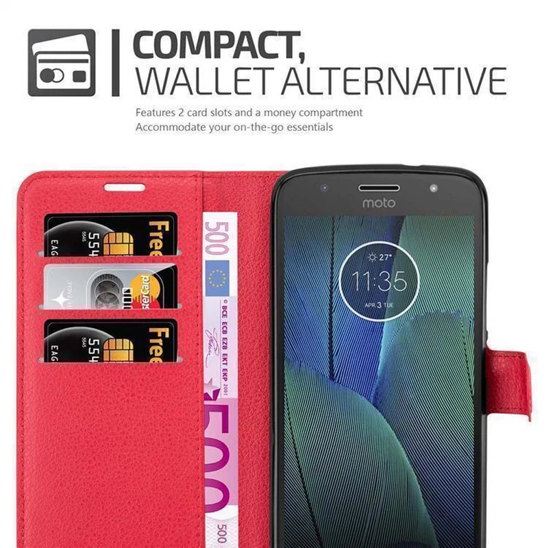 Cadorabo Hülle kompatibel mit Motorola MOTO G5S Schutzhülle mit Magnetverschluss, Standfunktion und Kartenfach