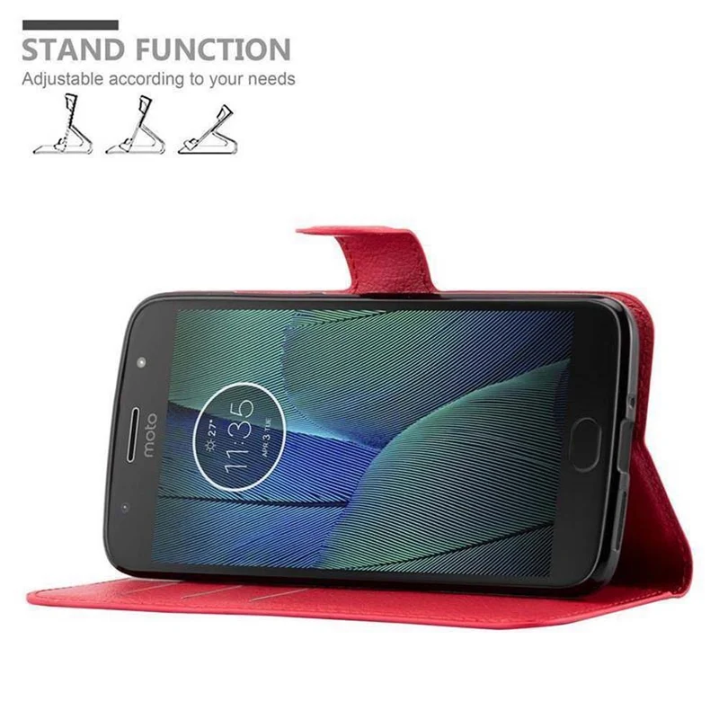 Cadorabo Hülle kompatibel mit Motorola MOTO G5S Schutzhülle mit Magnetverschluss, Standfunktion und Kartenfach
