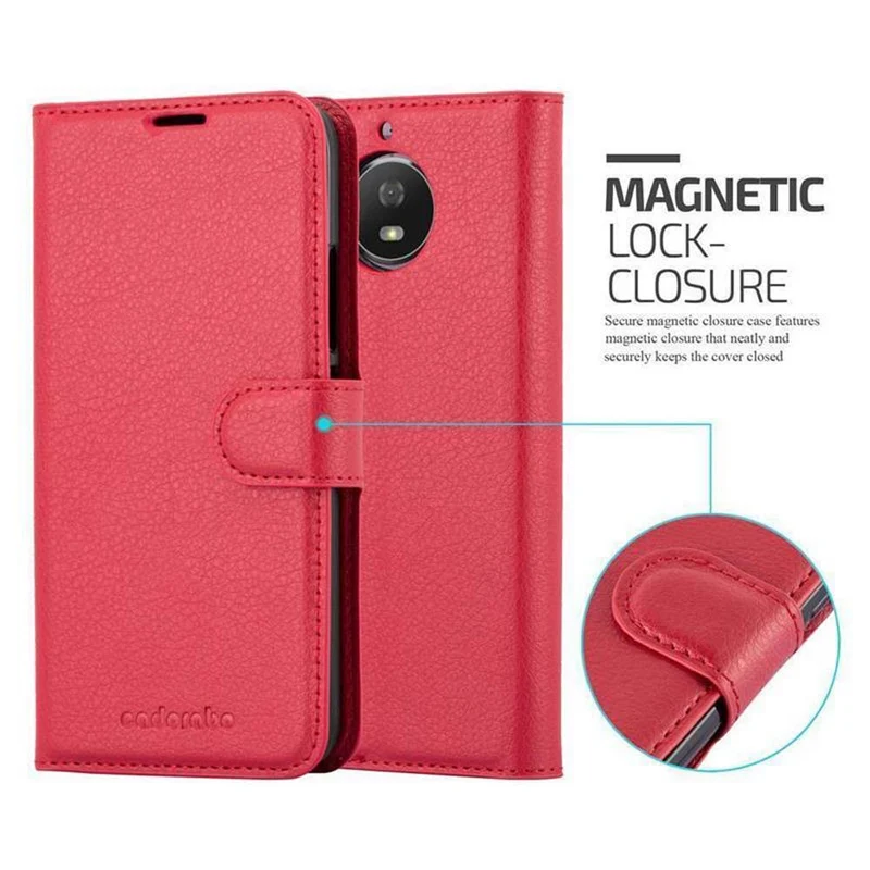 Cadorabo Hülle kompatibel mit Motorola MOTO G5S Schutzhülle mit Magnetverschluss, Standfunktion und Kartenfach