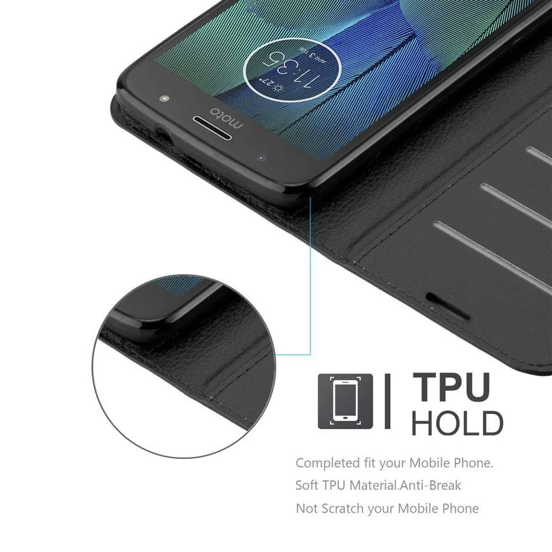 Cadorabo Hülle kompatibel mit Motorola MOTO G5S Schutzhülle mit Magnetverschluss, Standfunktion und Kartenfach