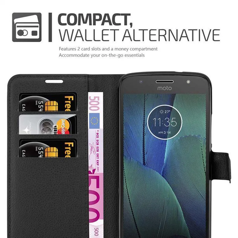 Cadorabo Hülle kompatibel mit Motorola MOTO G5S Schutzhülle mit Magnetverschluss, Standfunktion und Kartenfach