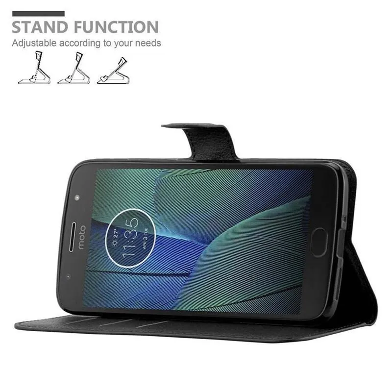 Cadorabo Hülle kompatibel mit Motorola MOTO G5S Schutzhülle mit Magnetverschluss, Standfunktion und Kartenfach
