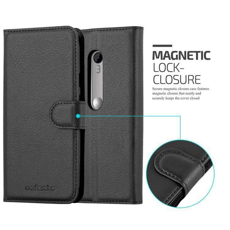 Cadorabo Hülle kompatibel mit Motorola MOTO G3 Schutzhülle mit Magnetverschluss, Standfunktion und Kartenfach