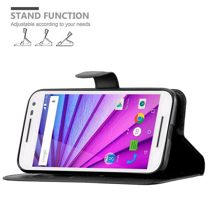 Cadorabo Hülle kompatibel mit Motorola MOTO G3 Schutzhülle mit Magnetverschluss, Standfunktion und Kartenfach