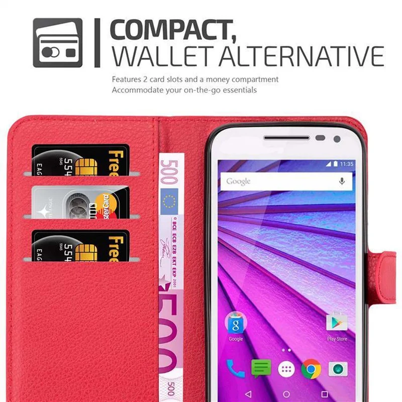 Cadorabo Hülle kompatibel mit Motorola MOTO G3 Schutzhülle mit Magnetverschluss, Standfunktion und Kartenfach