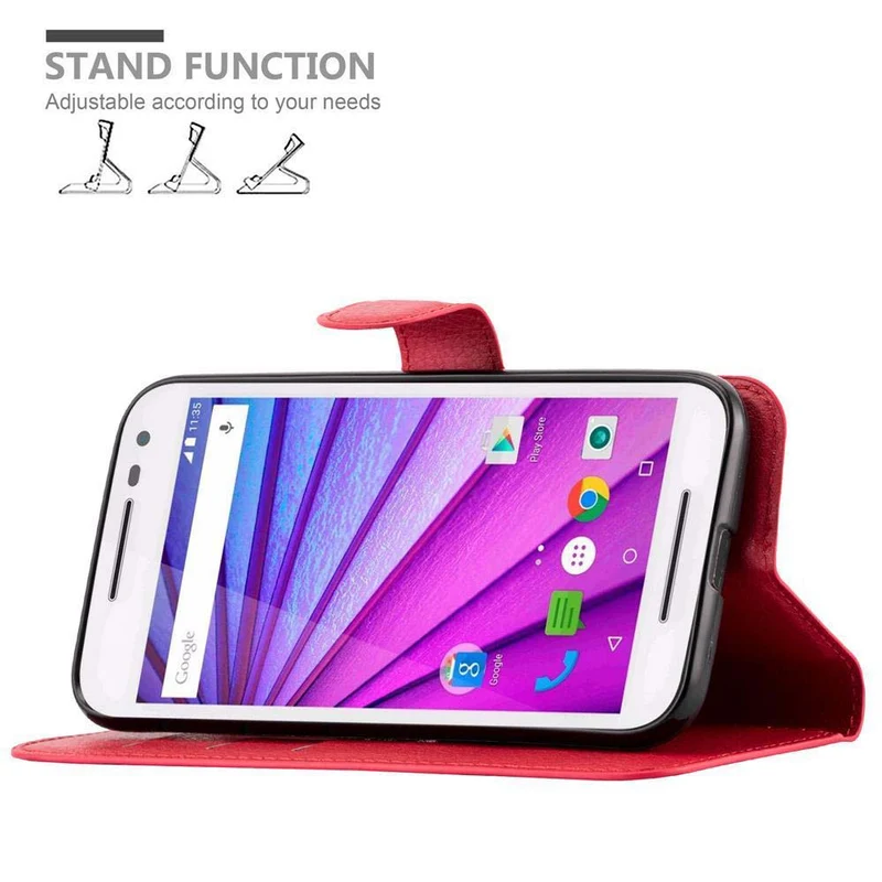 Cadorabo Hülle kompatibel mit Motorola MOTO G3 Schutzhülle mit Magnetverschluss, Standfunktion und Kartenfach