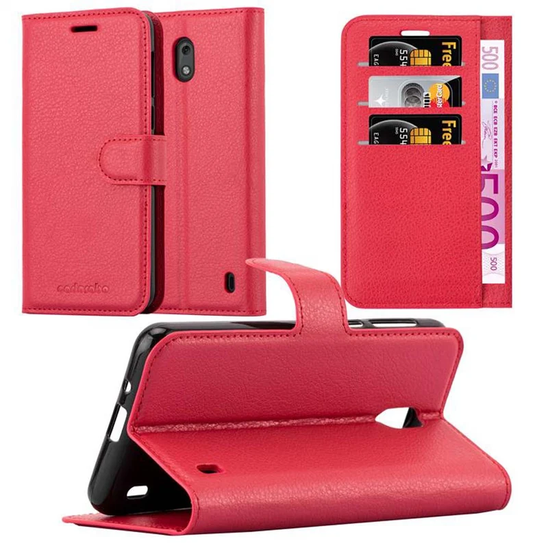 Cadorabo Hülle kompatibel mit Nokia 2 2017 Schutzhülle mit Magnetverschluss, Standfunktion und Kartenfach