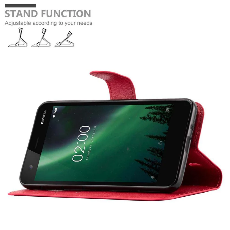 Cadorabo Hülle kompatibel mit Nokia 2 2017 Schutzhülle mit Magnetverschluss, Standfunktion und Kartenfach