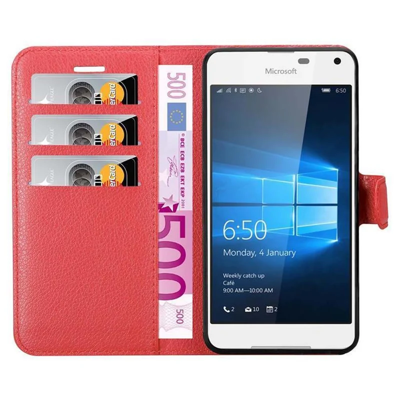Cadorabo Hülle kompatibel mit Nokia Lumia 650 Schutzhülle mit Magnetverschluss, Standfunktion und Kartenfach