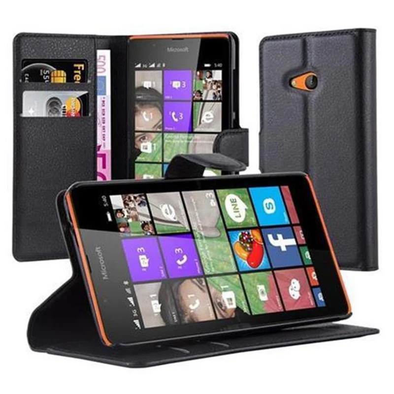 Cadorabo Hülle kompatibel mit Nokia Lumia 540 Schutzhülle mit Magnetverschluss, Standfunktion und Kartenfach