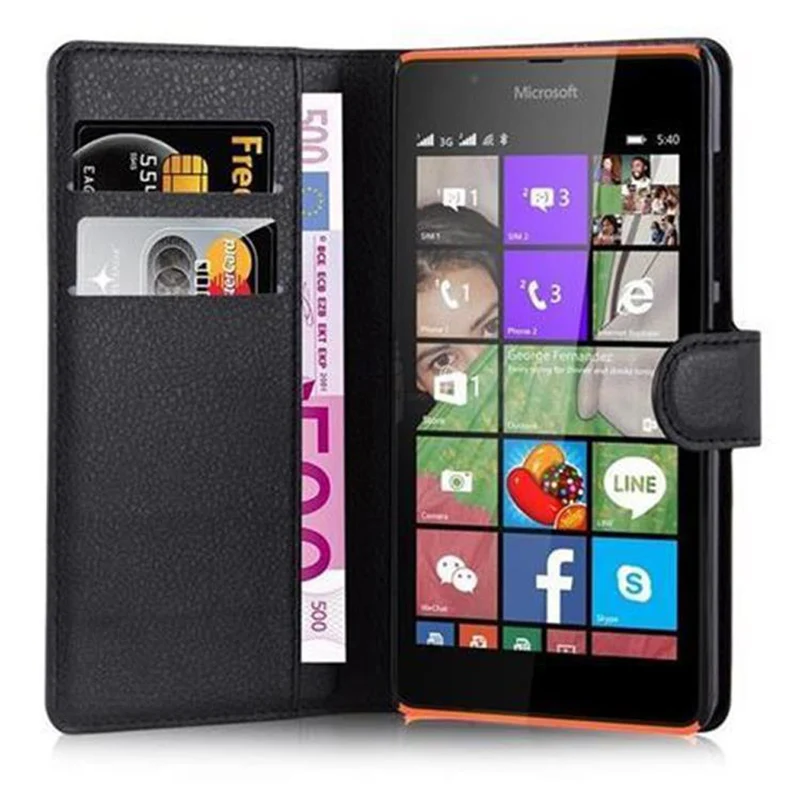 Cadorabo Hülle kompatibel mit Nokia Lumia 540 Schutzhülle mit Magnetverschluss, Standfunktion und Kartenfach