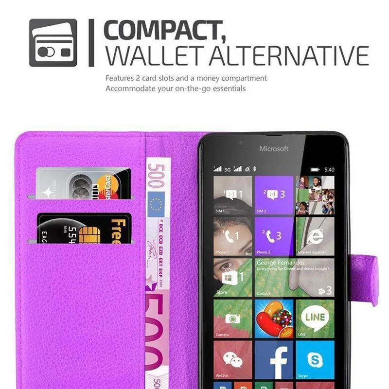 Cadorabo Hülle kompatibel mit Nokia Lumia 540 Schutzhülle mit Magnetverschluss, Standfunktion und Kartenfach