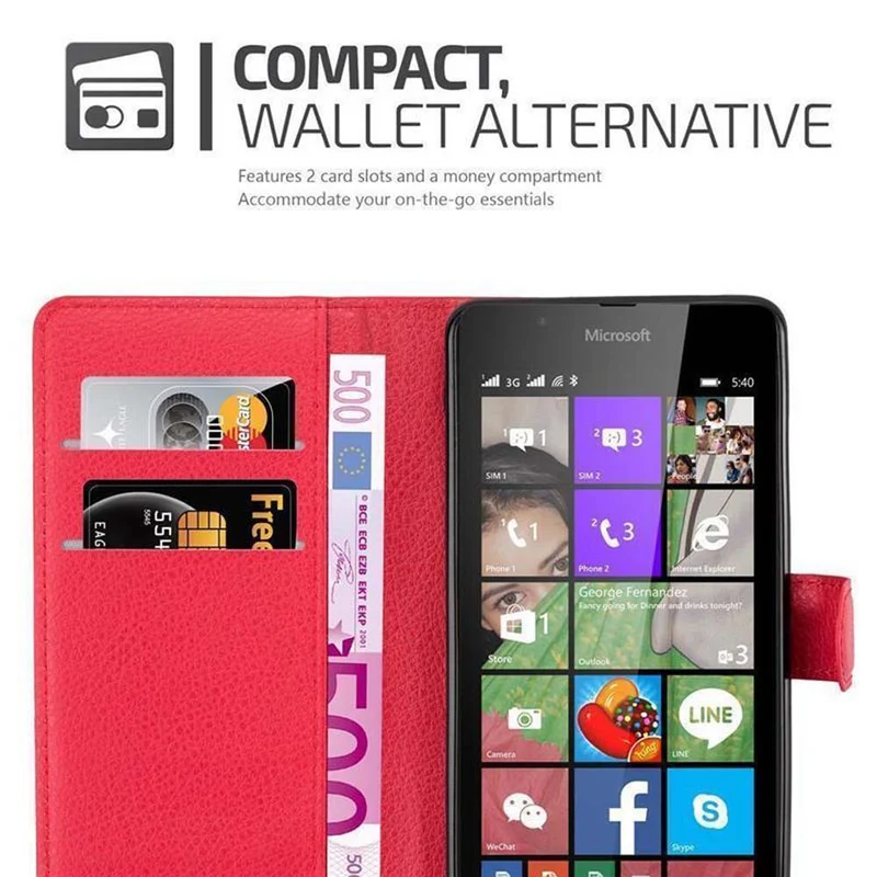 Cadorabo Hülle kompatibel mit Nokia Lumia 540 Schutzhülle mit Magnetverschluss, Standfunktion und Kartenfach
