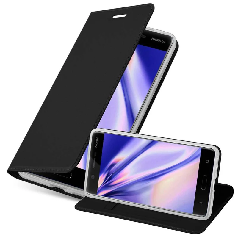 Cadorabo Hülle kompatibel mit Nokia 5 2017 Schutzhülle mit Magnetverschluss, Standfunktion und Kartenfach