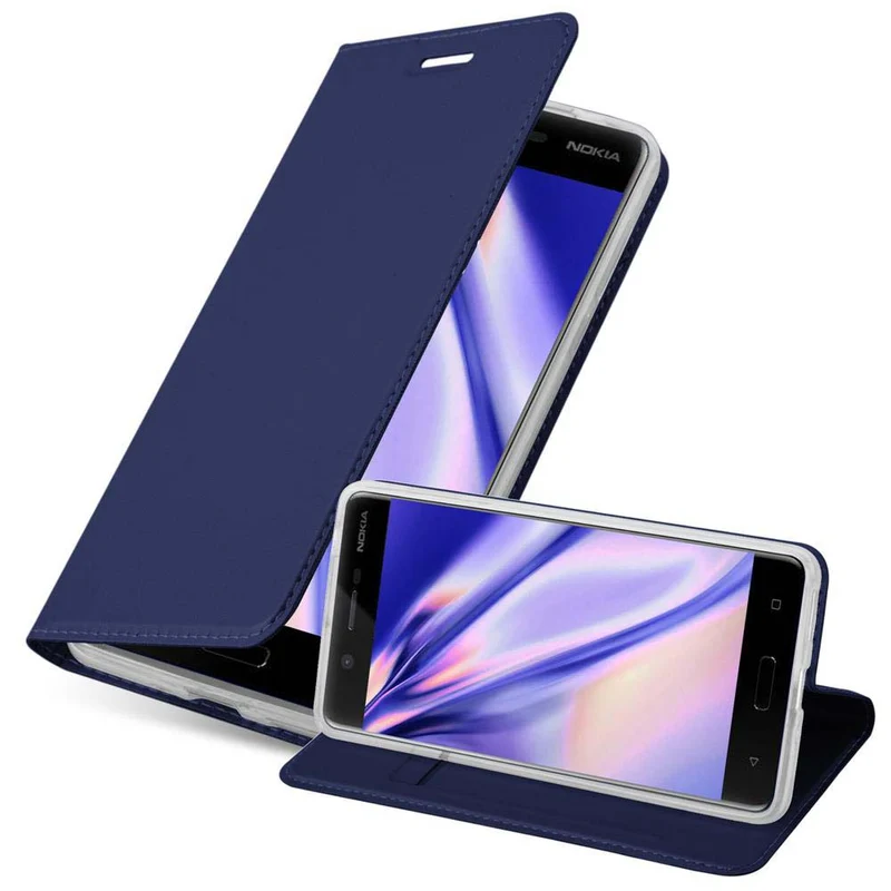 Cadorabo Hülle kompatibel mit Nokia 5 2017 Schutzhülle mit Magnetverschluss, Standfunktion und Kartenfach