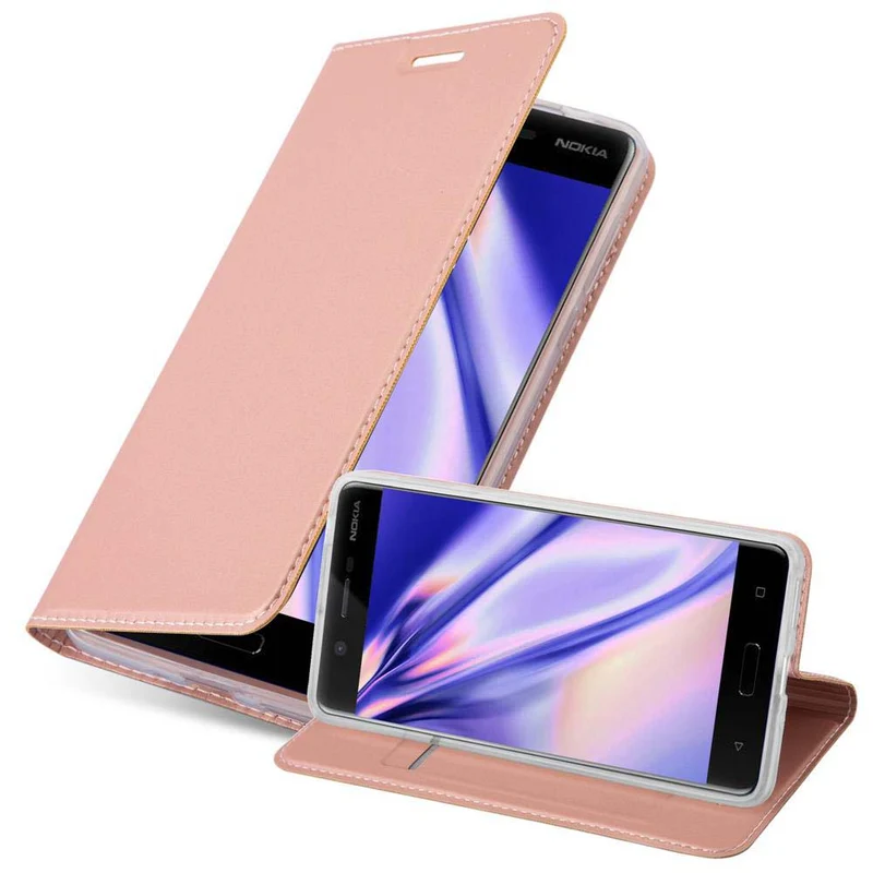 Cadorabo Hülle kompatibel mit Nokia 5 2017 Schutzhülle mit Magnetverschluss, Standfunktion und Kartenfach