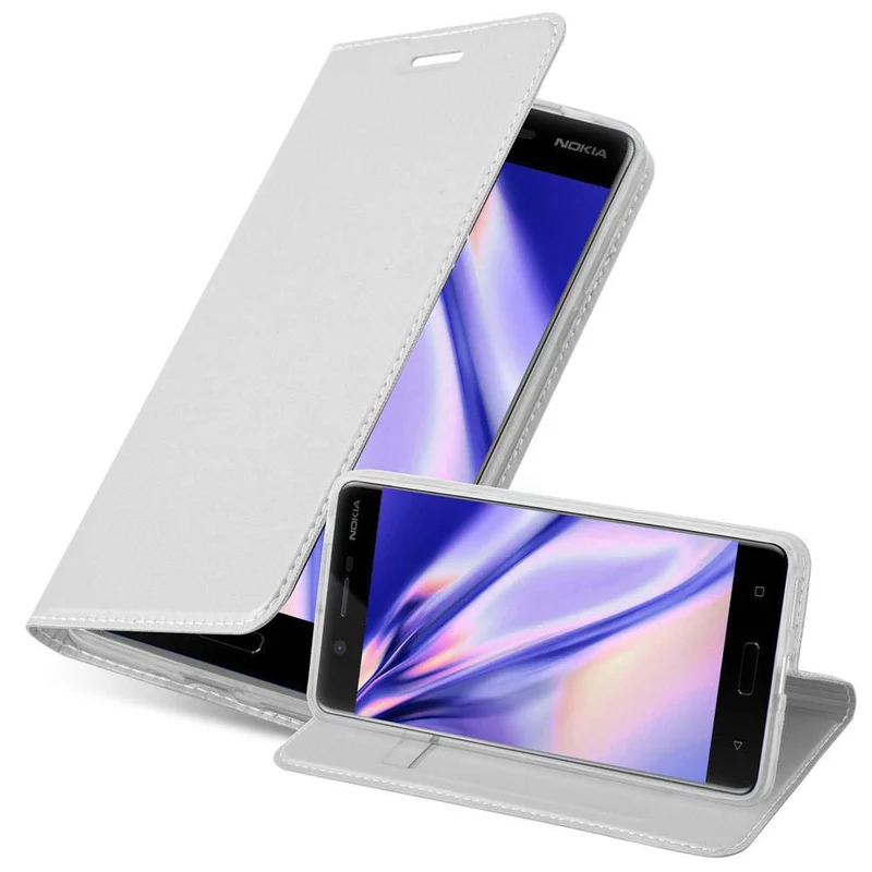 Cadorabo Hülle kompatibel mit Nokia 5 2017 Schutzhülle mit Magnetverschluss, Standfunktion und Kartenfach