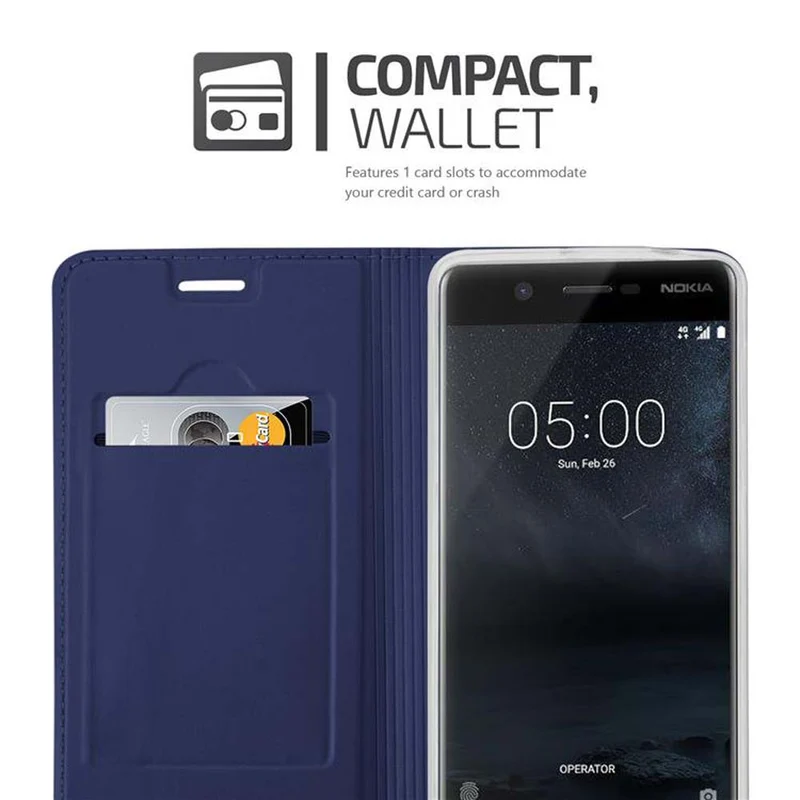 Cadorabo Hülle kompatibel mit Nokia 5 2017 Schutzhülle mit Magnetverschluss, Standfunktion und Kartenfach