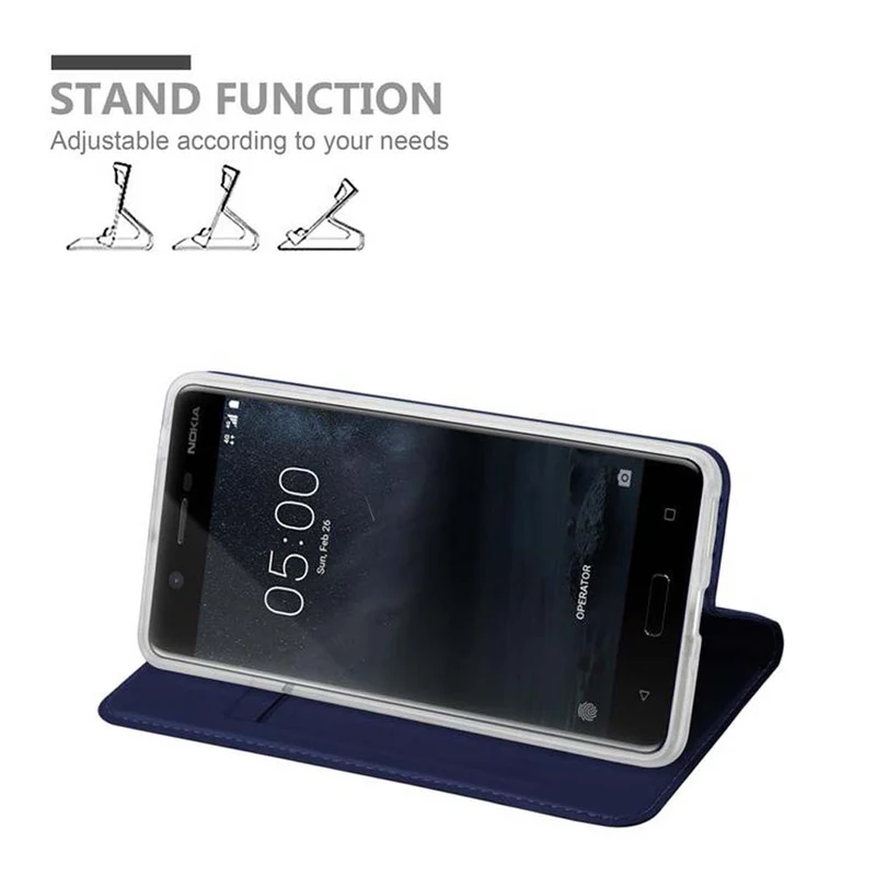 Cadorabo Hülle kompatibel mit Nokia 5 2017 Schutzhülle mit Magnetverschluss, Standfunktion und Kartenfach