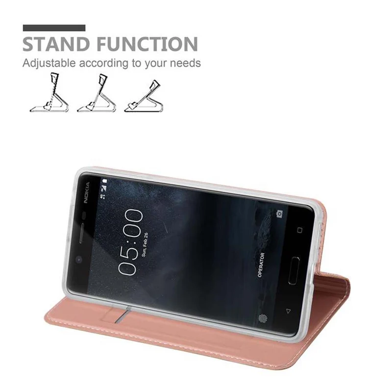 Cadorabo Hülle kompatibel mit Nokia 5 2017 Schutzhülle mit Magnetverschluss, Standfunktion und Kartenfach