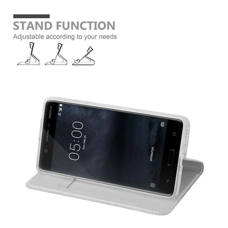 Cadorabo Hülle kompatibel mit Nokia 5 2017 Schutzhülle mit Magnetverschluss, Standfunktion und Kartenfach