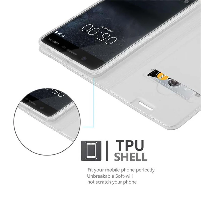 Cadorabo Hülle kompatibel mit Nokia 5 2017 Schutzhülle mit Magnetverschluss, Standfunktion und Kartenfach