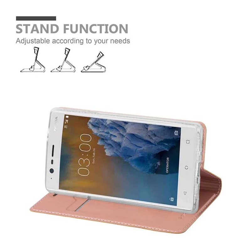 Cadorabo Hülle kompatibel mit Nokia 3 2017 Schutzhülle mit Magnetverschluss, Standfunktion und Kartenfach