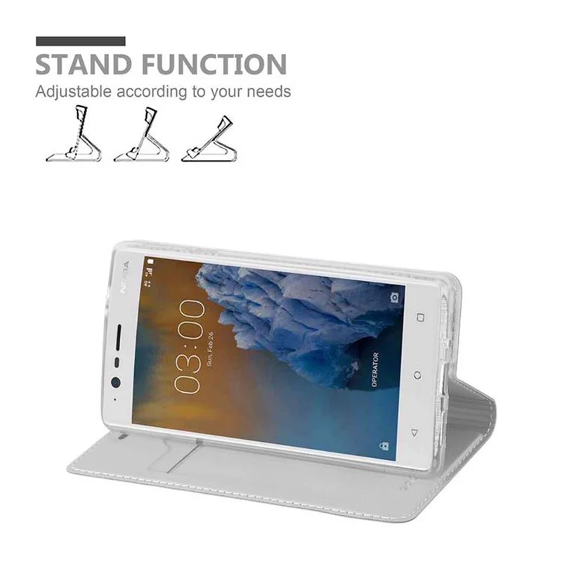 Cadorabo Hülle kompatibel mit Nokia 3 2017 Schutzhülle mit Magnetverschluss, Standfunktion und Kartenfach