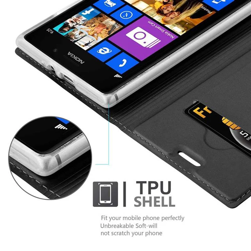 Cadorabo Hülle kompatibel mit Nokia Lumia 925 Schutzhülle mit Magnetverschluss, Standfunktion und Kartenfach