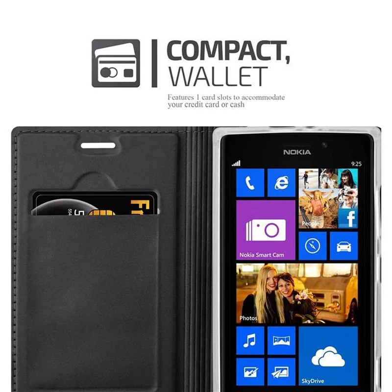 Cadorabo Hülle kompatibel mit Nokia Lumia 925 Schutzhülle mit Magnetverschluss, Standfunktion und Kartenfach