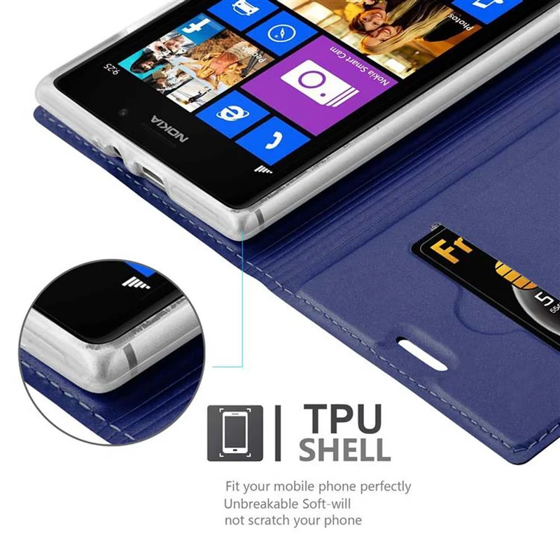 Cadorabo Hülle kompatibel mit Nokia Lumia 925 Schutzhülle mit Magnetverschluss, Standfunktion und Kartenfach