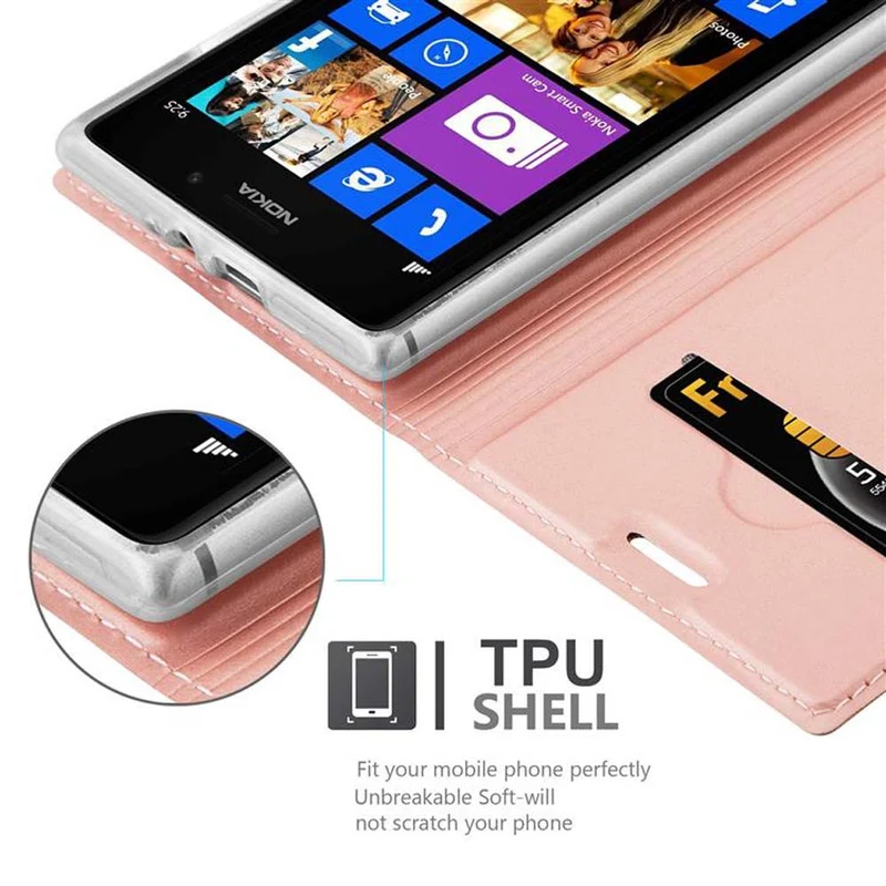 Cadorabo Hülle kompatibel mit Nokia Lumia 925 Schutzhülle mit Magnetverschluss, Standfunktion und Kartenfach