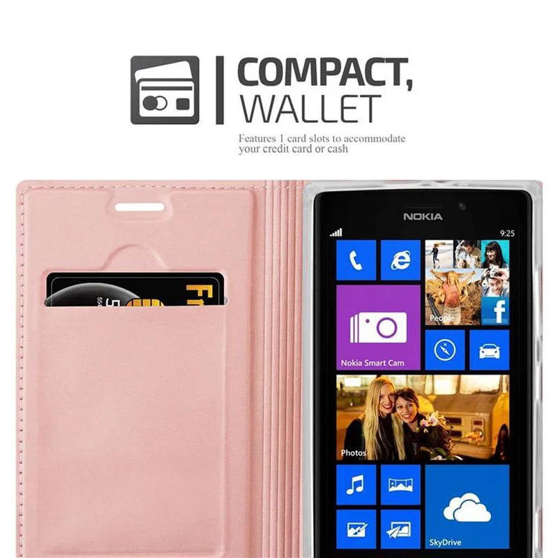 Cadorabo Hülle kompatibel mit Nokia Lumia 925 Schutzhülle mit Magnetverschluss, Standfunktion und Kartenfach