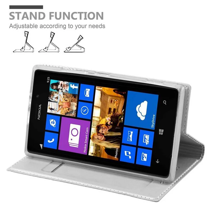 Cadorabo Hülle kompatibel mit Nokia Lumia 925 Schutzhülle mit Magnetverschluss, Standfunktion und Kartenfach