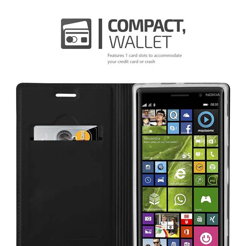 Cadorabo Hülle kompatibel mit Nokia Lumia 830 Schutzhülle mit Magnetverschluss, Standfunktion und Kartenfach