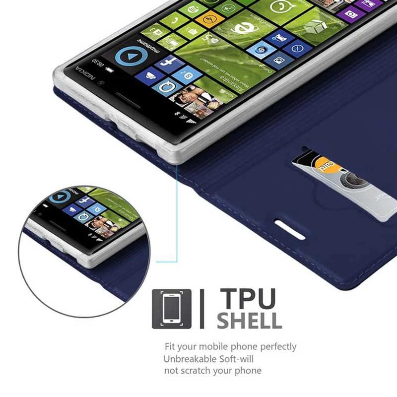 Cadorabo Hülle kompatibel mit Nokia Lumia 830 Schutzhülle mit Magnetverschluss, Standfunktion und Kartenfach