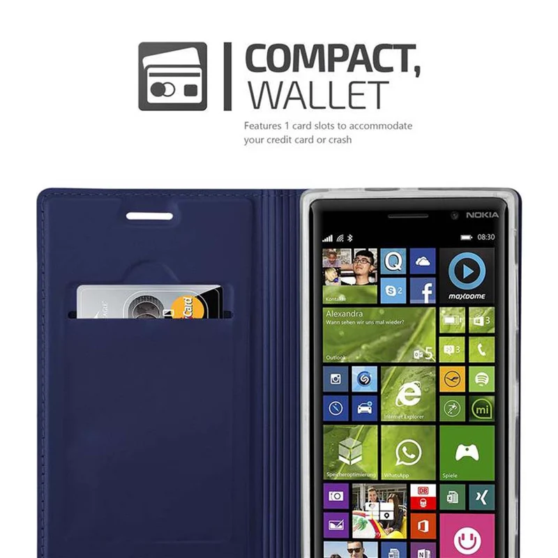 Cadorabo Hülle kompatibel mit Nokia Lumia 830 Schutzhülle mit Magnetverschluss, Standfunktion und Kartenfach