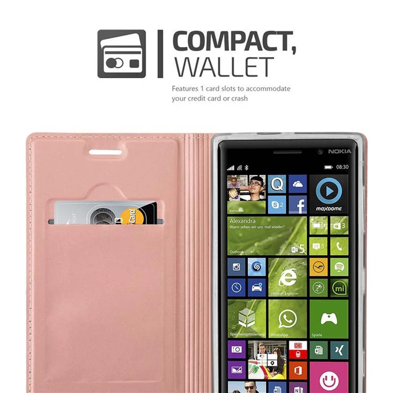 Cadorabo Hülle kompatibel mit Nokia Lumia 830 Schutzhülle mit Magnetverschluss, Standfunktion und Kartenfach