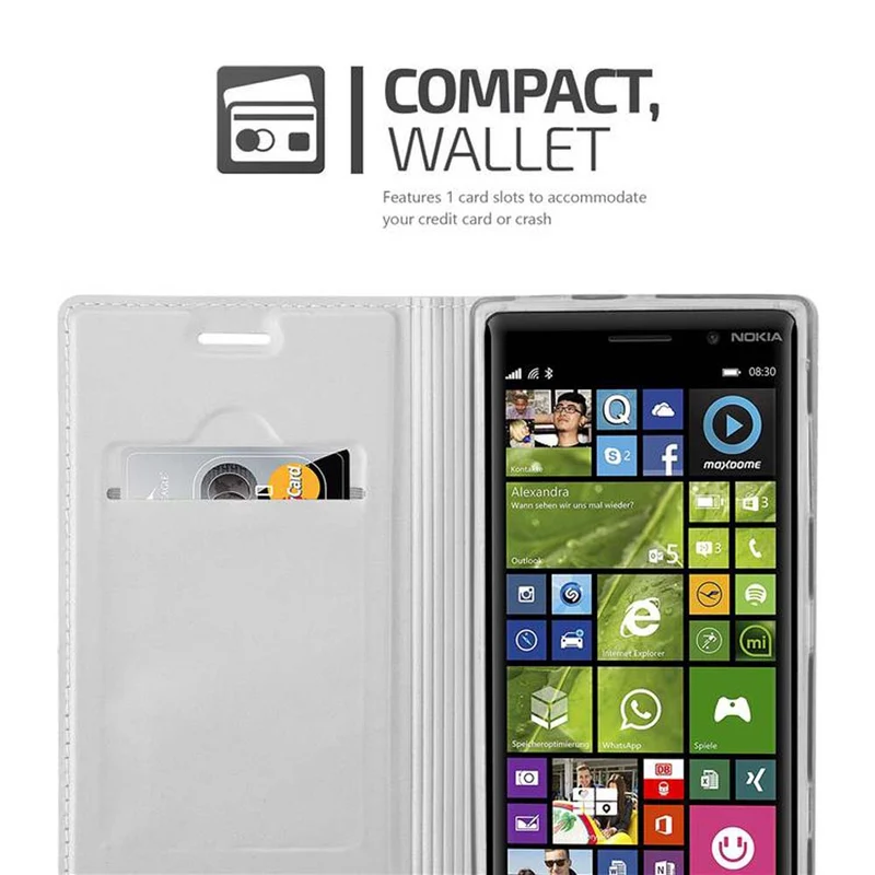 Cadorabo Hülle kompatibel mit Nokia Lumia 830 Schutzhülle mit Magnetverschluss, Standfunktion und Kartenfach