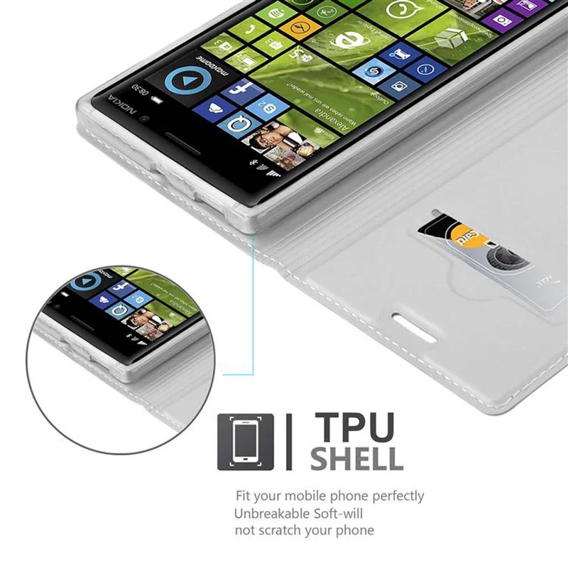 Cadorabo Hülle kompatibel mit Nokia Lumia 830 Schutzhülle mit Magnetverschluss, Standfunktion und Kartenfach